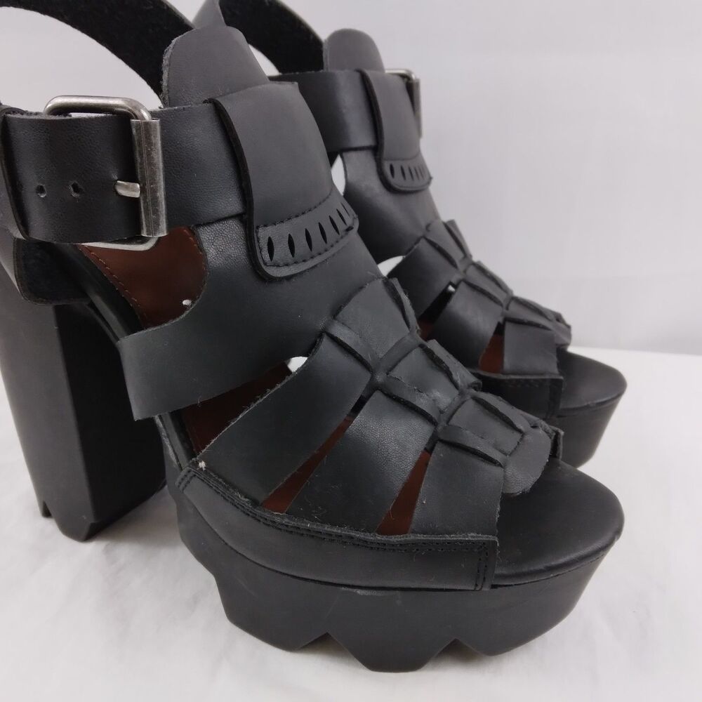 MIA LUKA Platform Sandals Black Grunge Steampunk Womens Size 7 M - Picture 2 of 10